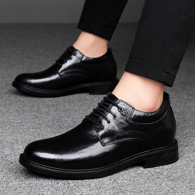 Zapatos de cuero para hombre con aumento de estatura estilo casual de negocios.