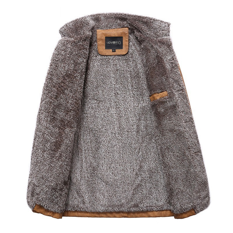 Chaqueta de cuero sintético para hombre, abrigo de invierno
