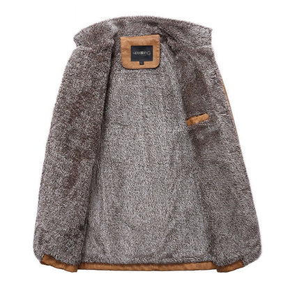 Chaqueta de cuero sintético para hombre, abrigo de invierno