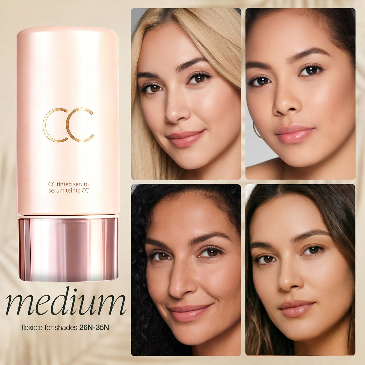 Base de maquillaje líquida que cambia de color, corrector ligero, sérum CC que ajusta el color