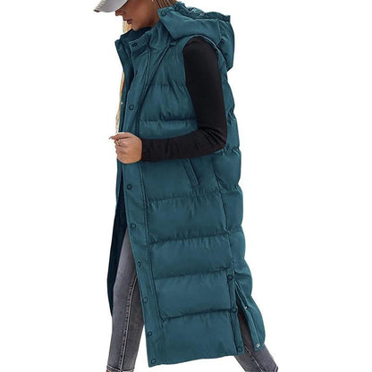 Chaleco con capucha y cremallera de color liso