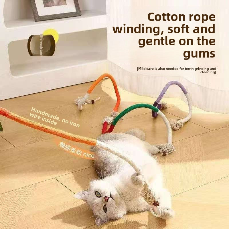 Juguete de cuerda para masticar para gatos, que favorece la salud dental