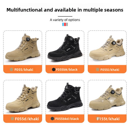 Zapatos de seguridad para hombre con puntera de acero, ligeros y con hebilla inteligente.