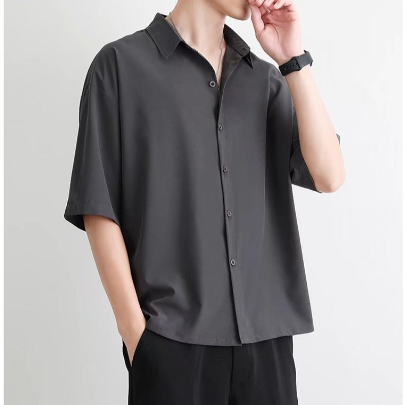 Camisa fresca de manga corta de seda