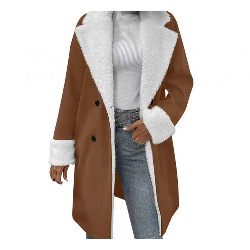 Abrigo de invierno para mujer de mezcla de lana