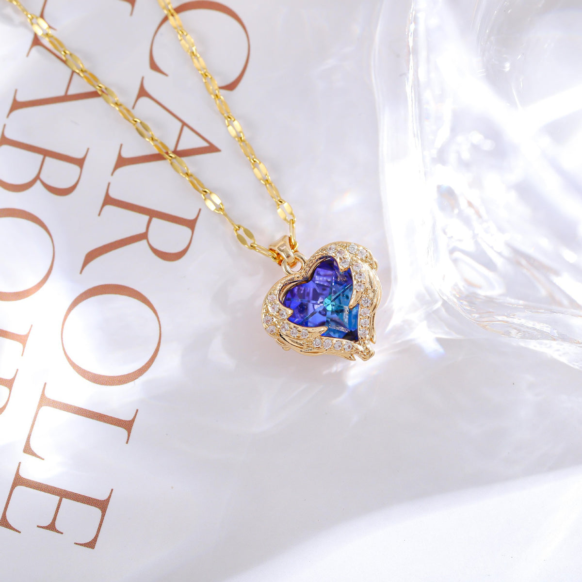 Collar de lujo para mujer con cristales azules