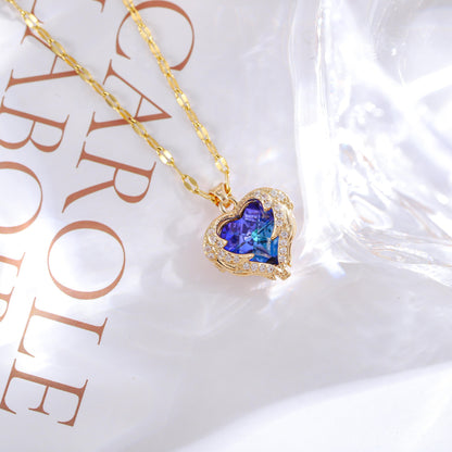 Collar de lujo para mujer con cristales azules