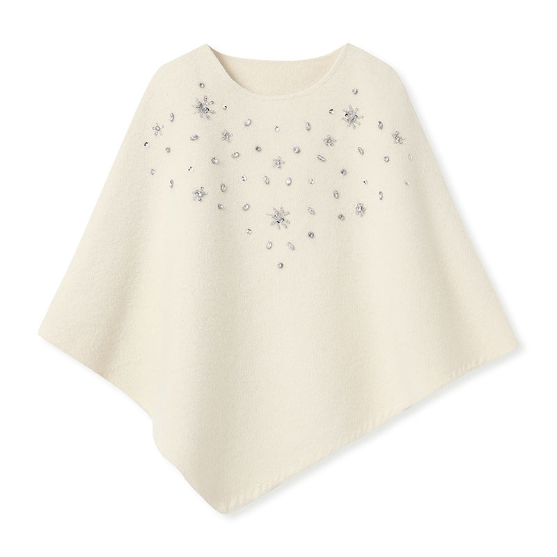 Abrigo de invierno de lana con elegante diseño de cuentas.