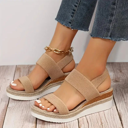 Sandalias de mujer de cuerda de cáñamo con tacón de cuña