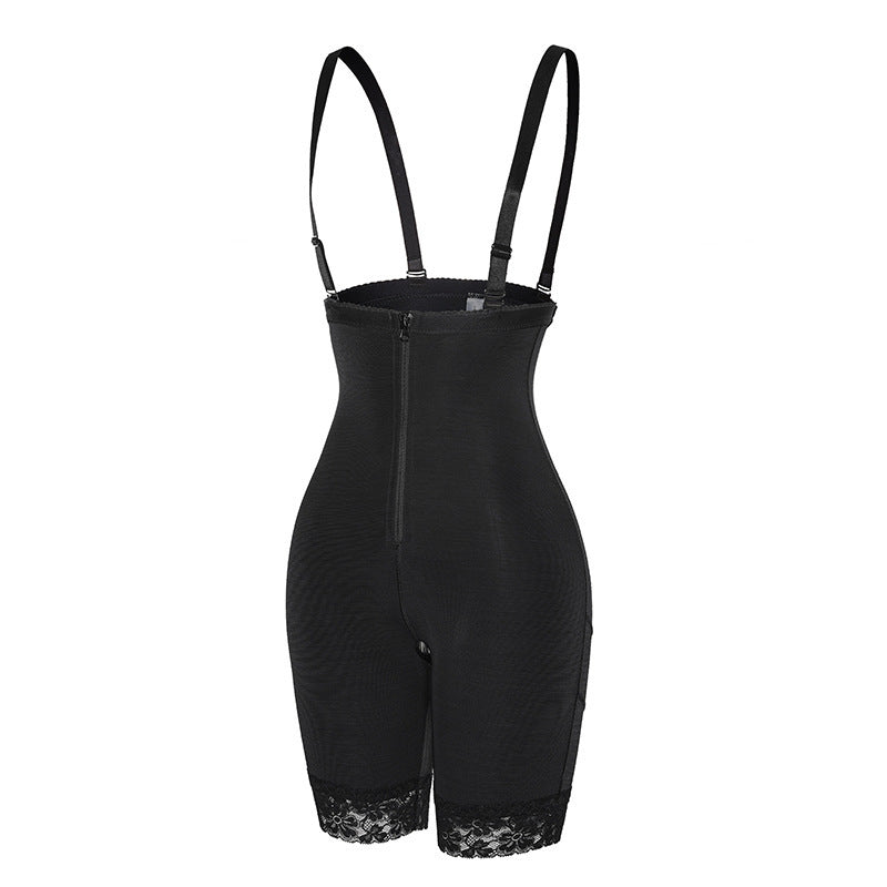 Faja moldeadora de talle alto con tirantes ajustables que realza los glúteos.