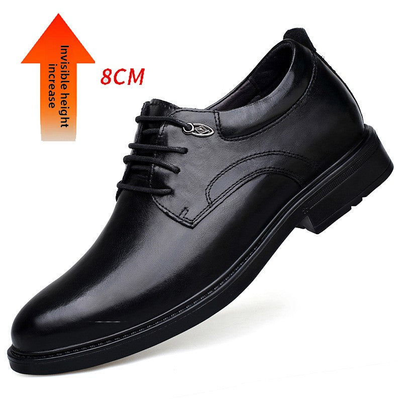 Zapatos de cuero para hombre con aumento de estatura estilo casual de negocios.