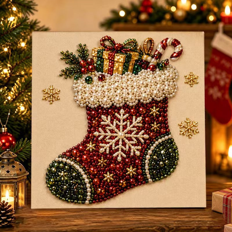 Christmas Diamond Painting DIY Set with Santa Claus and Reindeer Design