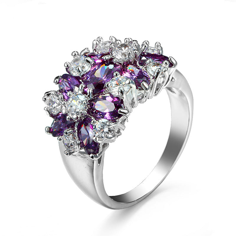 Anillo floral de circonita