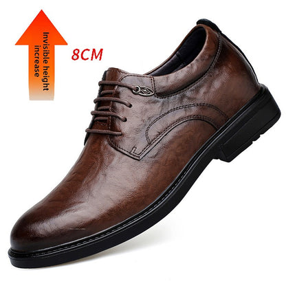 Zapatos de cuero para hombre con aumento de estatura estilo casual de negocios.
