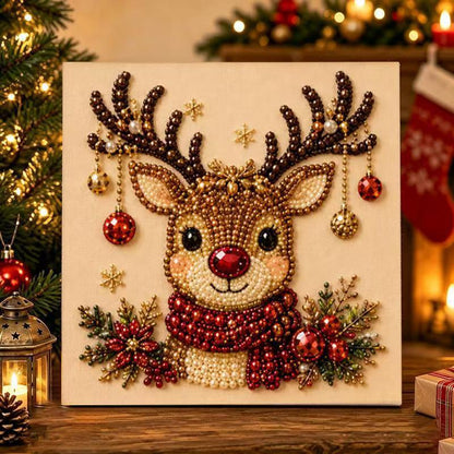 Christmas Diamond Painting DIY Set with Santa Claus and Reindeer Design