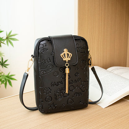 Bolso bandolera para teléfono de PU con relieve