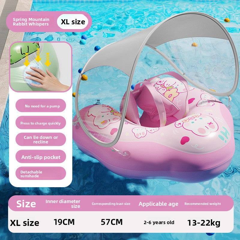 Flotador inflable para bebés con toldo, parasol y soporte antivuelco para las axilas