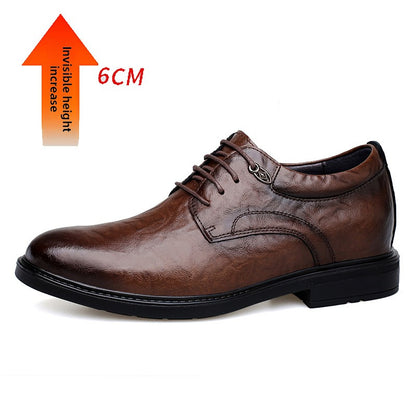 Zapatos de cuero para hombre con aumento de estatura estilo casual de negocios.