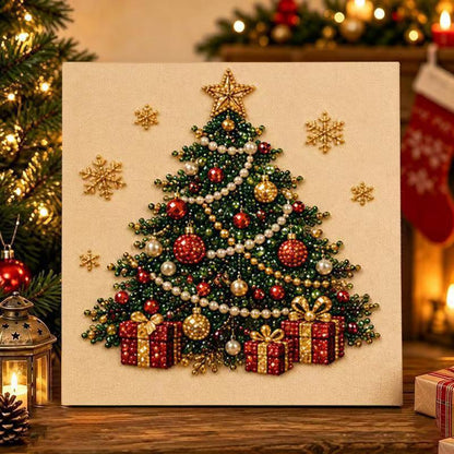 Christmas Diamond Painting DIY Set with Santa Claus and Reindeer Design
