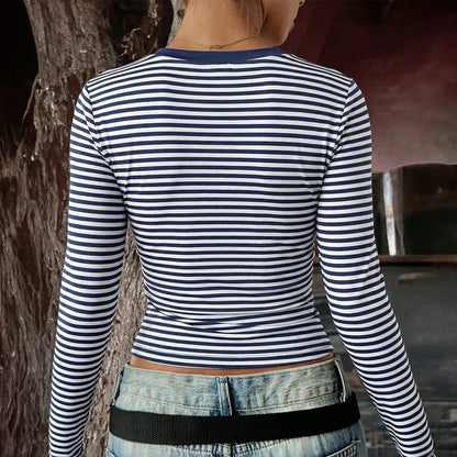 Camiseta de manga larga con cuello en V y corte ajustado