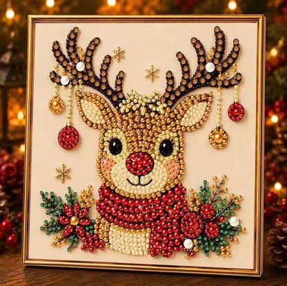 Christmas Diamond Painting DIY Set with Santa Claus and Reindeer Design
