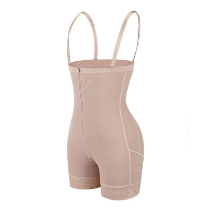 Faja moldeadora de talle alto con tirantes ajustables que realza los glúteos.