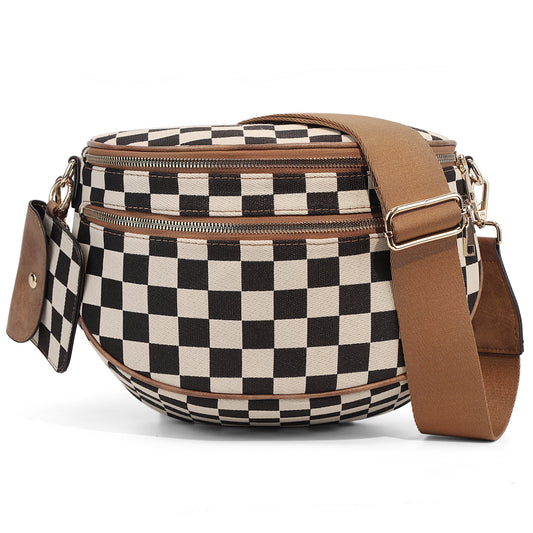 Bolso bandolera con estampado de ajedrez