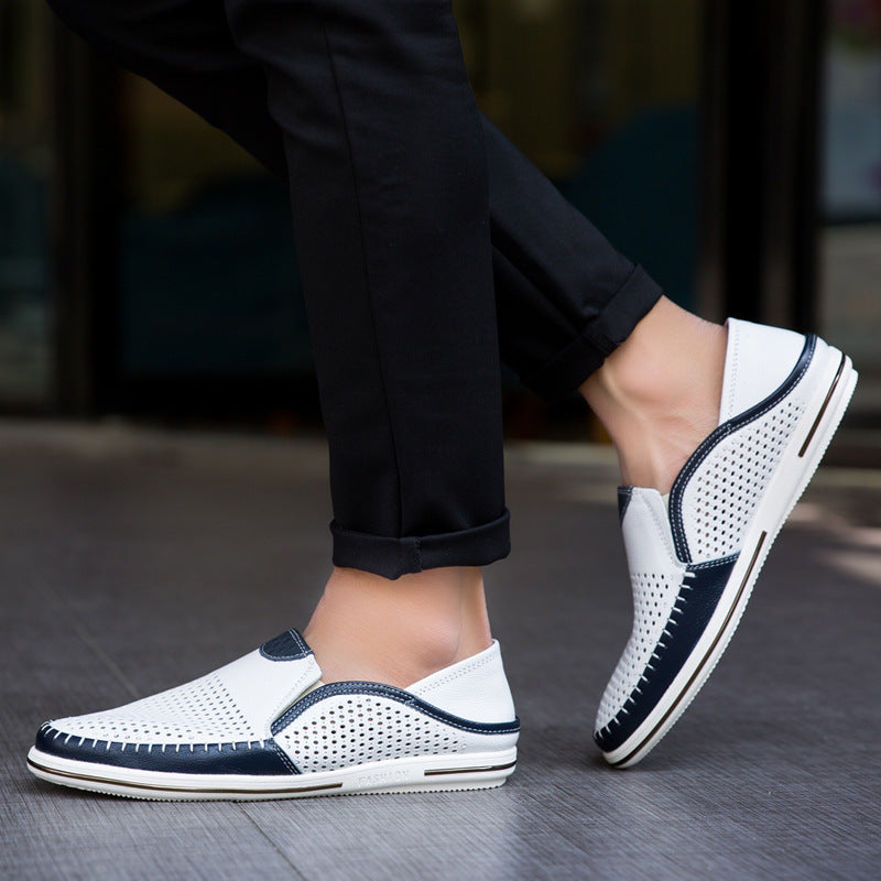Mocasines de piel autentica, sin cordones transpirables