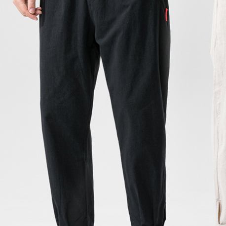 Pantalones de lino rectos y cortos para hombre