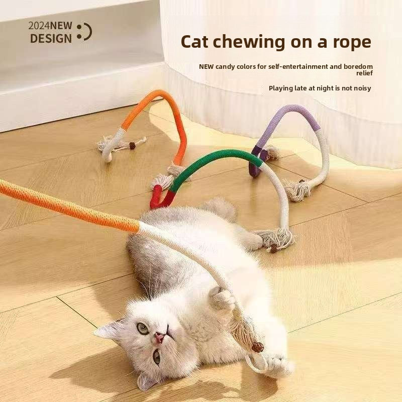 Juguete de cuerda para masticar para gatos, que favorece la salud dental