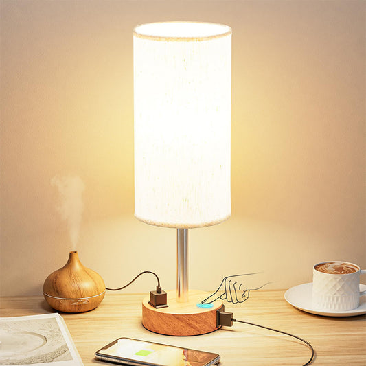 Lámpara decorativa de mesilla de noche con puertos de carga USB y C