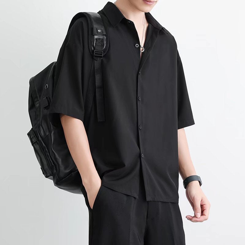 Camisa fresca de manga corta de seda