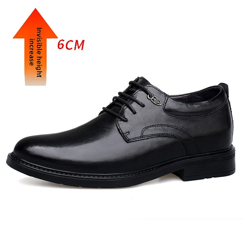 Zapatos de cuero para hombre con aumento de estatura estilo casual de negocios.