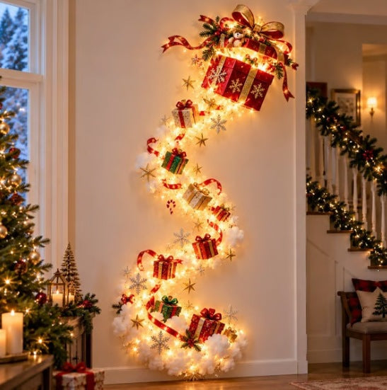 Lámpara de pared con diseño de rastro mágico navideño