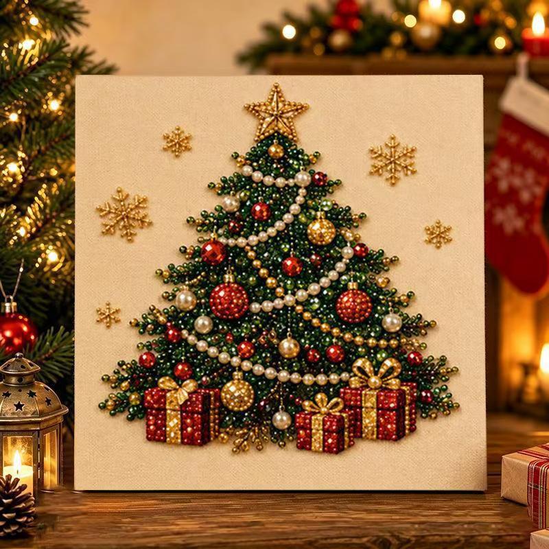 Christmas Diamond Painting DIY Set with Santa Claus and Reindeer Design