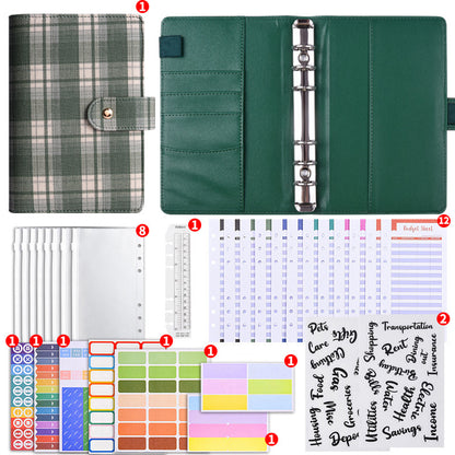 Cuaderno planificador de presupuesto de hojas sueltas con estampado a cuadros de lona