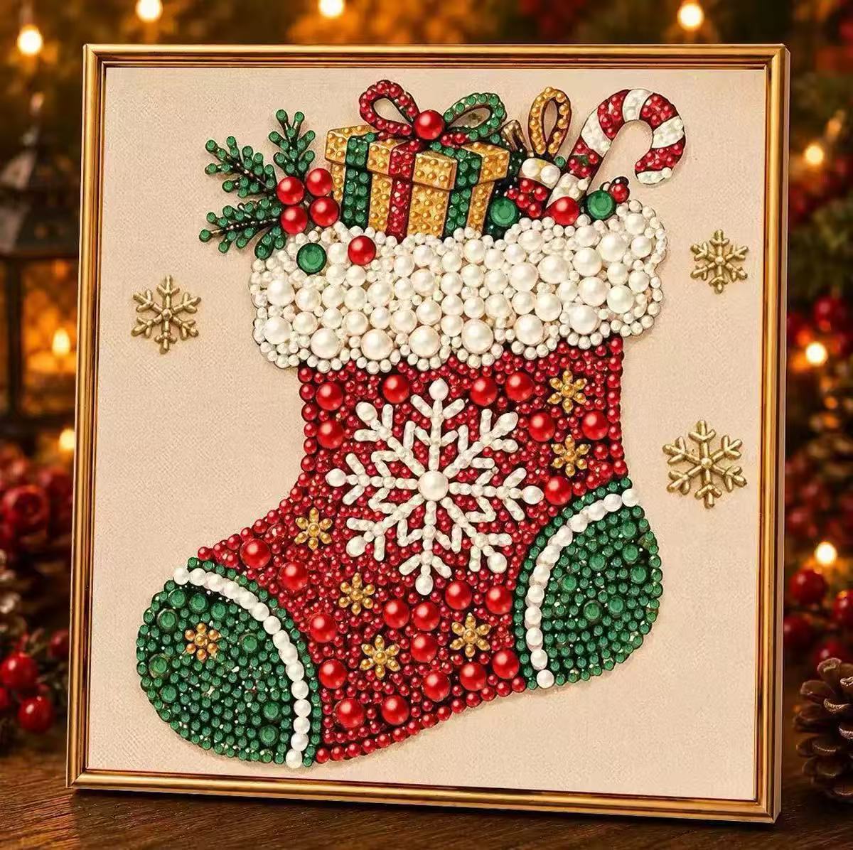 Christmas Diamond Painting DIY Set with Santa Claus and Reindeer Design