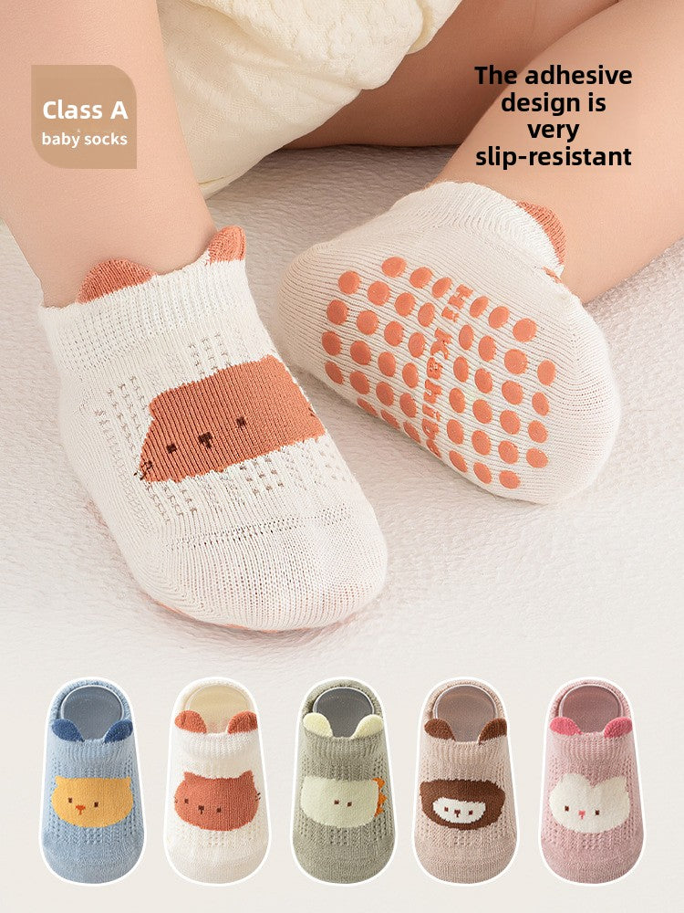 Calcetines de algodón antideslizantes con dibujos animados para bebés